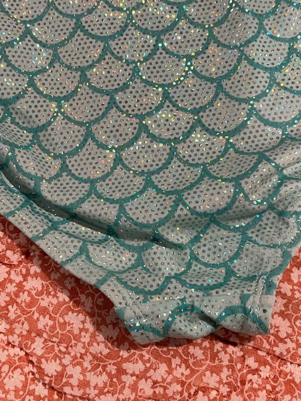 Justice Girls Mint Green Mermaid Scale One-Piece Swimsuit